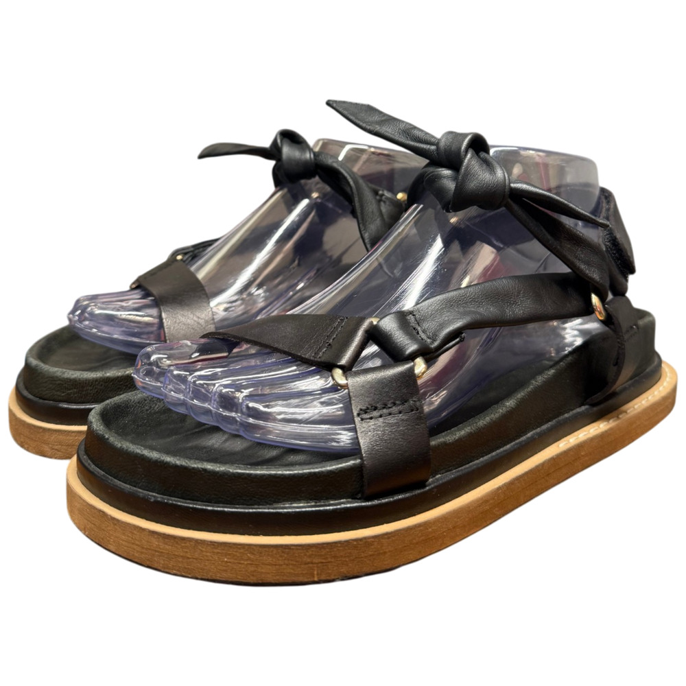 ALOHAS Tied Together Sandals Women's 8 Black Leather Comfort Shoes Casual